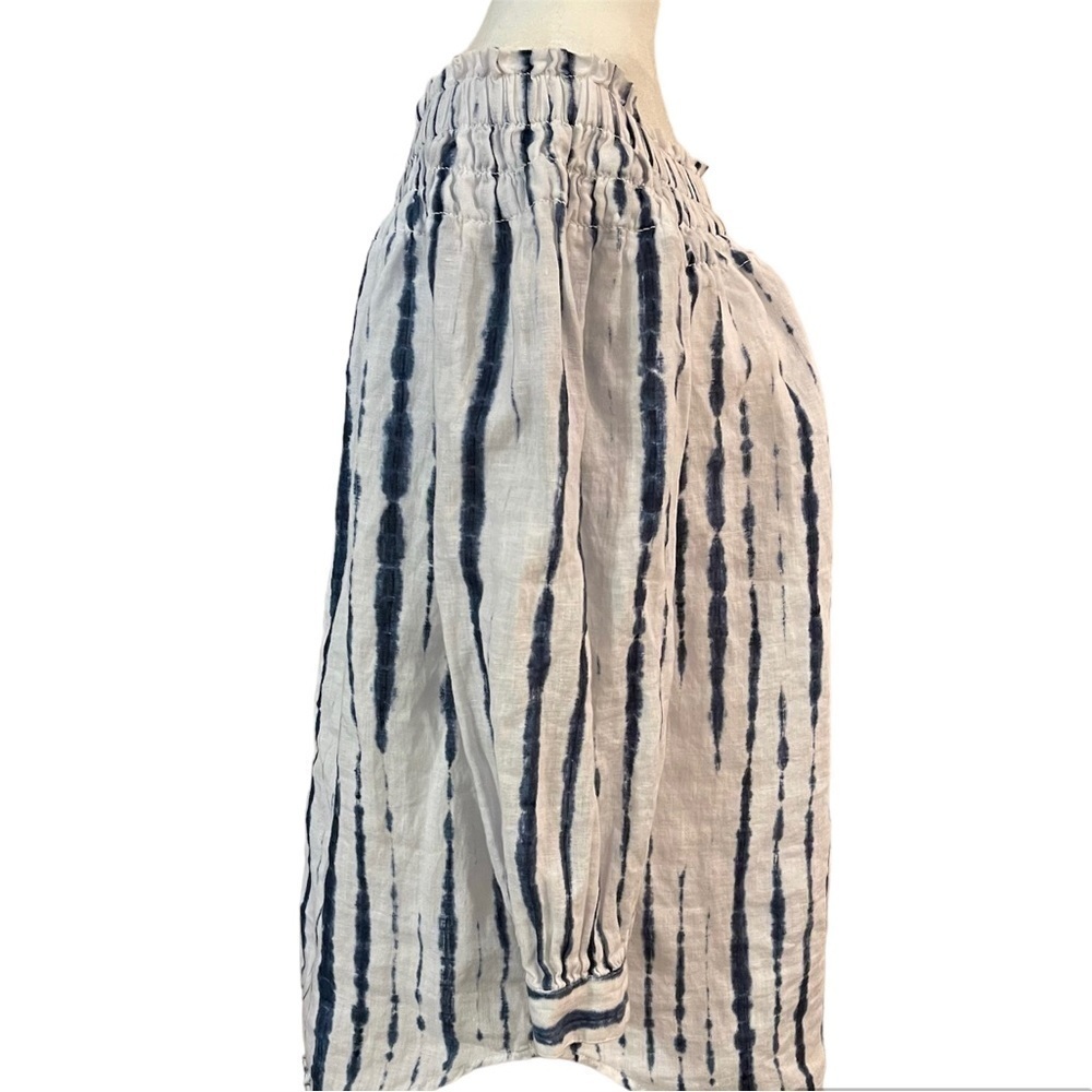 Women’s POLO by RALPH LAUREN Off Shoulder Blue White Striped Top - Picture 2 of 4